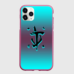 Чехол iPhone 11 Pro матовый Doom gradient logo, цвет: 3D-малиновый