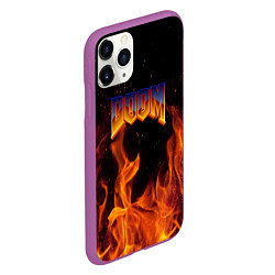 Чехол iPhone 11 Pro матовый Doom fire steel logo, цвет: 3D-фиолетовый — фото 2