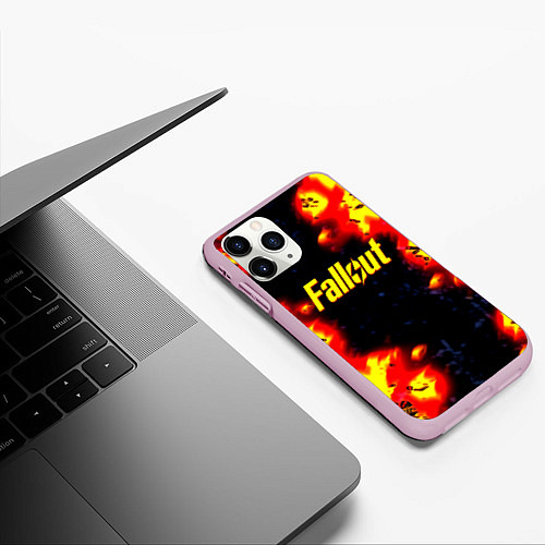 Чехол iPhone 11 Pro матовый Fallout огненные краски стиль / 3D-Розовый – фото 3