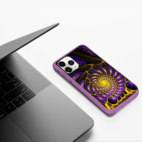 Чехол iPhone 11 Pro матовый Fractal illusion steel / 3D-Фиолетовый – фото 3