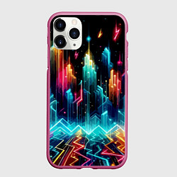 Чехол iPhone 11 Pro матовый Neon fantastic metropolis - vaporwave, цвет: 3D-малиновый