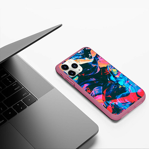 Чехол iPhone 11 Pro матовый Colors / 3D-Малиновый – фото 3