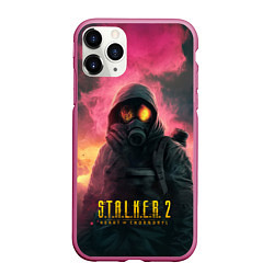 Чехол iPhone 11 Pro матовый Stalker 2 горящий атомный завод, цвет: 3D-малиновый