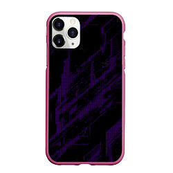 Чехол iPhone 11 Pro матовый Фиолетовые точки на чёрном фоне, цвет: 3D-малиновый