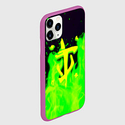 Чехол iPhone 11 Pro матовый Doom кислотный огонь лого, цвет: 3D-фиолетовый — фото 2