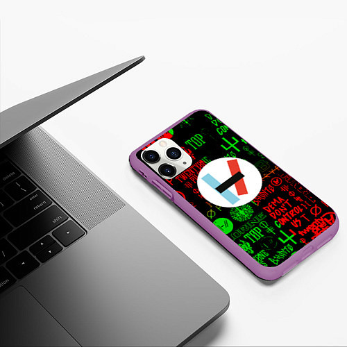 Чехол iPhone 11 Pro матовый Twenty one pilots music steel / 3D-Фиолетовый – фото 3