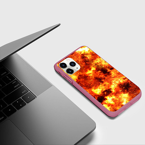 Чехол iPhone 11 Pro матовый Ядерный взрыв огонь / 3D-Малиновый – фото 3