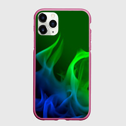 Чехол iPhone 11 Pro матовый Столкновение огней синий и зелёный, цвет: 3D-малиновый