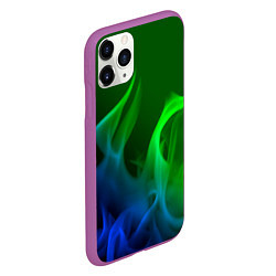 Чехол iPhone 11 Pro матовый Столкновение огней синий и зелёный, цвет: 3D-фиолетовый — фото 2