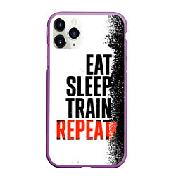 Чехол iPhone 11 Pro матовый Eat sleep train repeat, цвет: 3D-фиолетовый