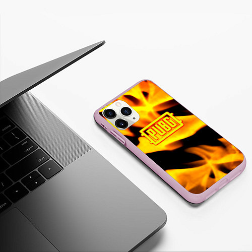 Чехол iPhone 11 Pro матовый PUBG fire steel / 3D-Розовый – фото 3