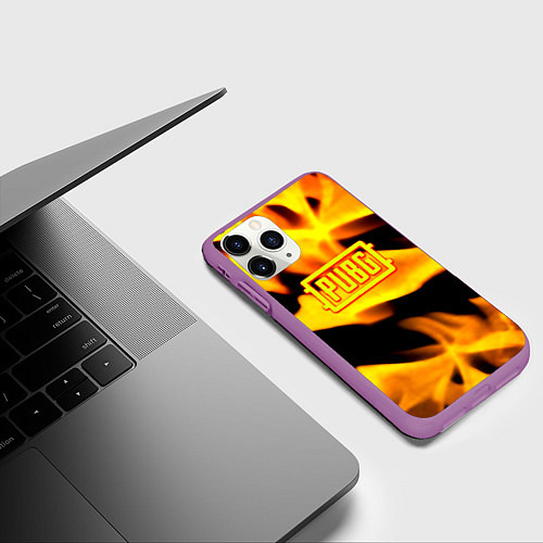 Чехол iPhone 11 Pro матовый PUBG fire steel / 3D-Фиолетовый – фото 3