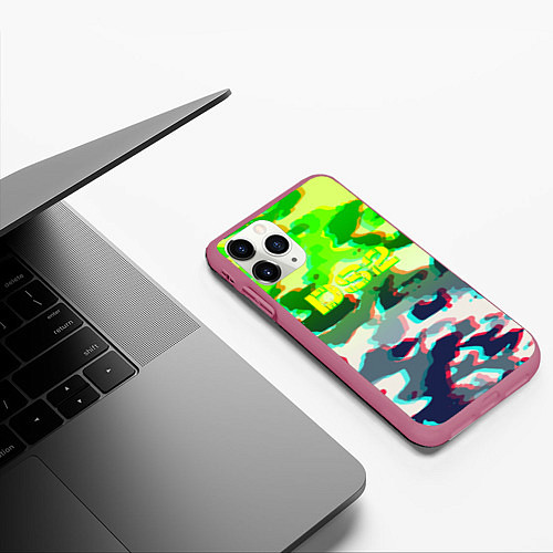 Чехол iPhone 11 Pro матовый Death stranding камуфляж / 3D-Малиновый – фото 3