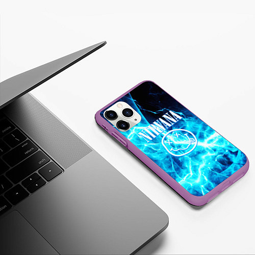 Чехол iPhone 11 Pro матовый Nirvana electro / 3D-Фиолетовый – фото 3