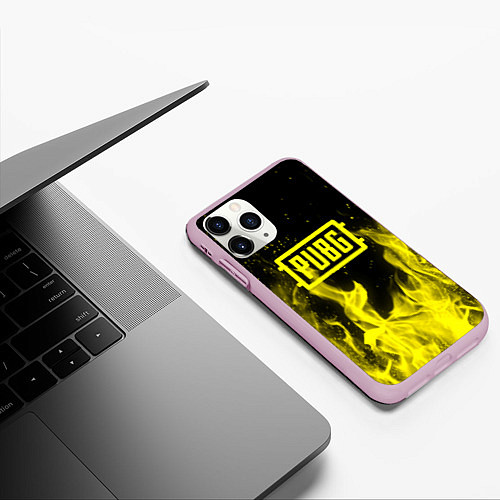 Чехол iPhone 11 Pro матовый PUBG fire yellow / 3D-Розовый – фото 3