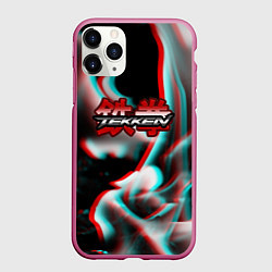 Чехол iPhone 11 Pro матовый Tekken fire glitch, цвет: 3D-малиновый
