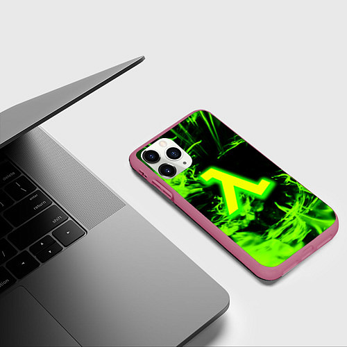 Чехол iPhone 11 Pro матовый Half life кислотное лого огонь / 3D-Малиновый – фото 3
