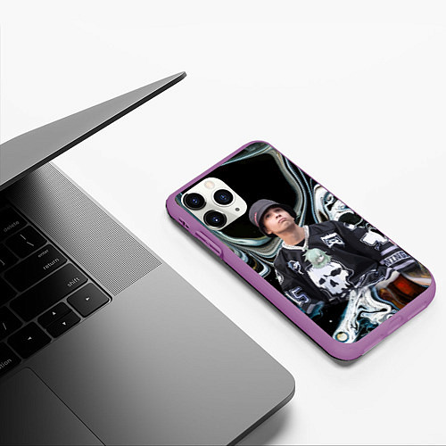 Чехол iPhone 11 Pro матовый Slava Marlow music artist / 3D-Фиолетовый – фото 3