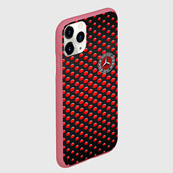 Чехол iPhone 11 Pro матовый Mercedes bens металические круги, цвет: 3D-малиновый — фото 2