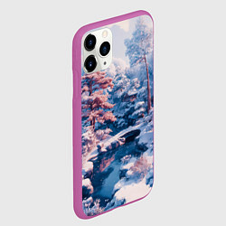 Чехол iPhone 11 Pro матовый Японская зима в сельской местности, цвет: 3D-фиолетовый — фото 2
