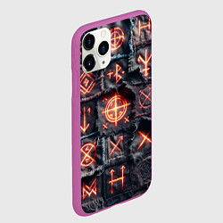 Чехол iPhone 11 Pro матовый Символы викингов на пэчворк джинсах, цвет: 3D-фиолетовый — фото 2