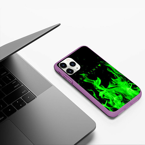 Чехол iPhone 11 Pro матовый Destiny кислотный огонь / 3D-Фиолетовый – фото 3