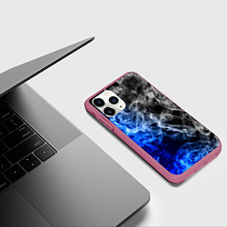 Чехол iPhone 11 Pro матовый Столкновение дыма, цвет: 3D-малиновый — фото 2
