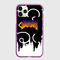Чехол iPhone 11 Pro матовый Doom game pattern, цвет: 3D-фиолетовый