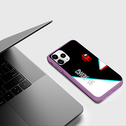 Чехол iPhone 11 Pro матовый Among us geometry steel glitch, цвет: 3D-фиолетовый — фото 2