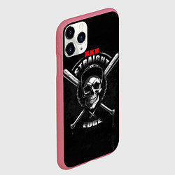 Чехол iPhone 11 Pro матовый Straight edge череп с битами, цвет: 3D-малиновый — фото 2