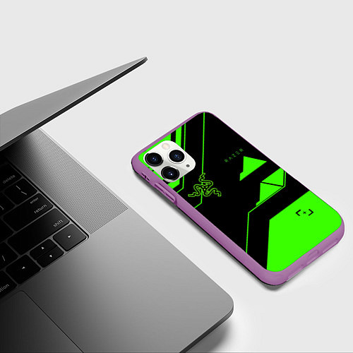 Чехол iPhone 11 Pro матовый Razer geometry game / 3D-Фиолетовый – фото 3