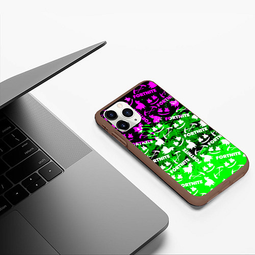 Чехол iPhone 11 Pro матовый Fortnite краски кислота / 3D-Коричневый – фото 3