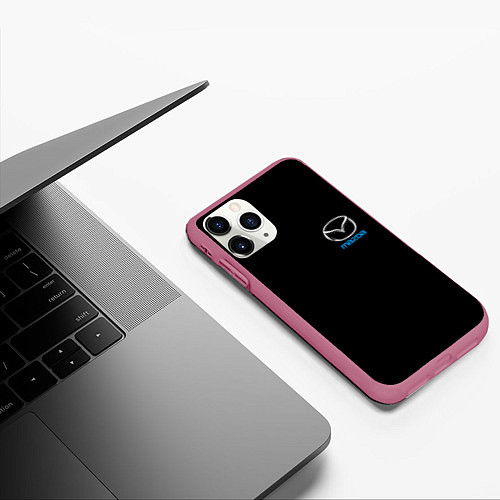 Чехол iPhone 11 Pro матовый Mazda logo auto / 3D-Малиновый – фото 3