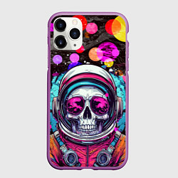 Чехол iPhone 11 Pro матовый Космонавт скелет в космосе, цвет: 3D-фиолетовый