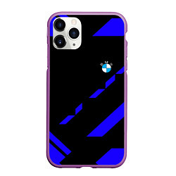 Чехол iPhone 11 Pro матовый BMW blue geometry, цвет: 3D-фиолетовый