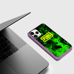 Чехол iPhone 11 Pro матовый PUBG green fire game, цвет: 3D-фиолетовый — фото 2