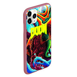 Чехол iPhone 11 Pro матовый Doom monster mars, цвет: 3D-малиновый — фото 2