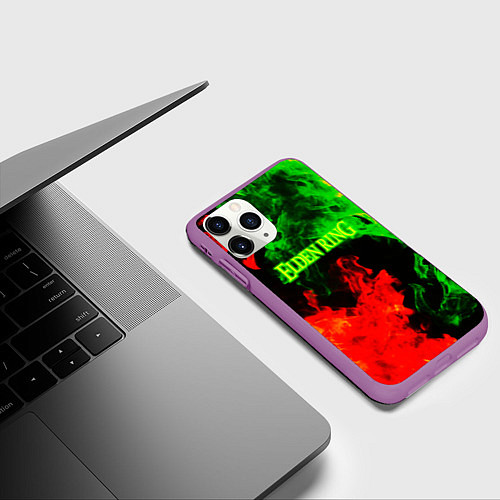 Чехол iPhone 11 Pro матовый Elden ring в огне рпг / 3D-Фиолетовый – фото 3