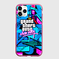 Чехол iPhone 11 Pro матовый GTA vice city steel grafity, цвет: 3D-малиновый