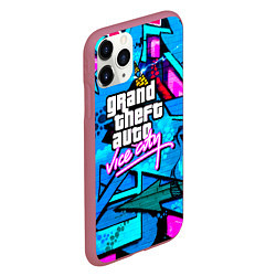 Чехол iPhone 11 Pro матовый GTA vice city steel grafity, цвет: 3D-малиновый — фото 2