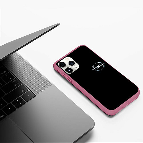 Чехол iPhone 11 Pro матовый Opel logo auto / 3D-Малиновый – фото 3