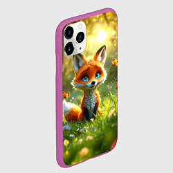 Чехол iPhone 11 Pro матовый Рыжая лисичка и бабочки, цвет: 3D-фиолетовый — фото 2