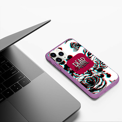 Чехол iPhone 11 Pro матовый Dead by april rose glitch / 3D-Фиолетовый – фото 3