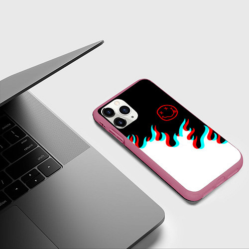 Чехол iPhone 11 Pro матовый Нирвана глитч огонь / 3D-Малиновый – фото 3