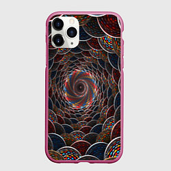 Чехол iPhone 11 Pro матовый Оптические волны абстракция, цвет: 3D-малиновый