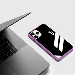 Чехол iPhone 11 Pro матовый Juventus line white, цвет: 3D-фиолетовый — фото 2