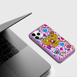 Чехол iPhone 11 Pro матовый Россия гжель нерб, цвет: 3D-фиолетовый — фото 2