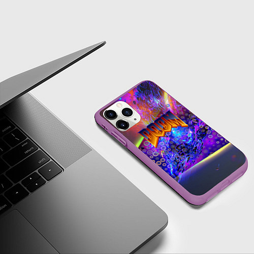Чехол iPhone 11 Pro матовый Doom abstraction mars / 3D-Фиолетовый – фото 3