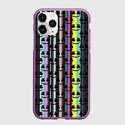 Чехол iPhone 11 Pro матовый Marshmello dj pattern line, цвет: 3D-фиолетовый