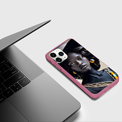 Чехол iPhone 11 Pro матовый Девушка африка, цвет: 3D-малиновый — фото 2